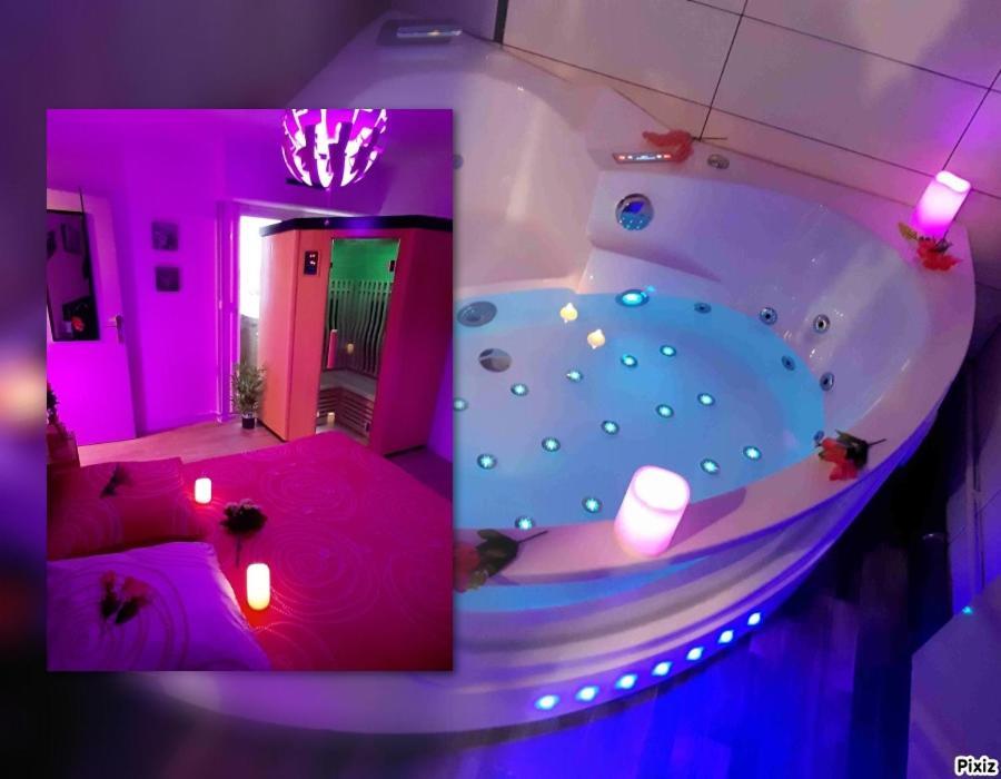 Luxe Sauna Privatif Et Grand Bain Jacuzzi A Deux A Biscarosse Plage Pour Nuit Romantique Avec Decoration Led Et Bougies Biscarrosse Exteriér fotografie